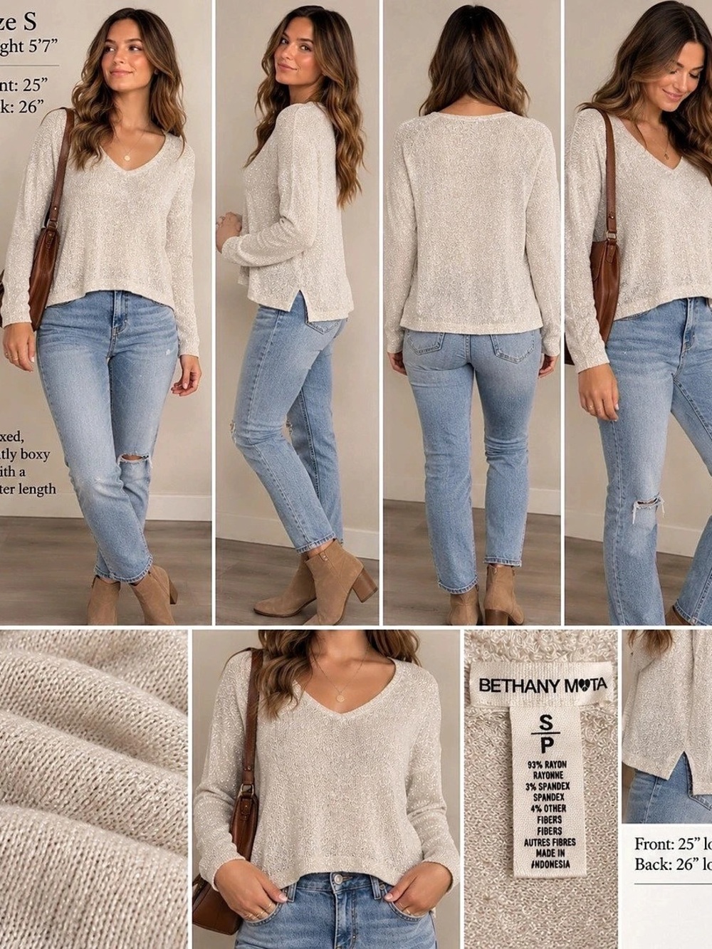 Bethany Mota Women'Small V-Neck Sweater Size Small
